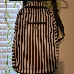 Henri Bendel women’s convertible Backpack in Brown and White Stripes